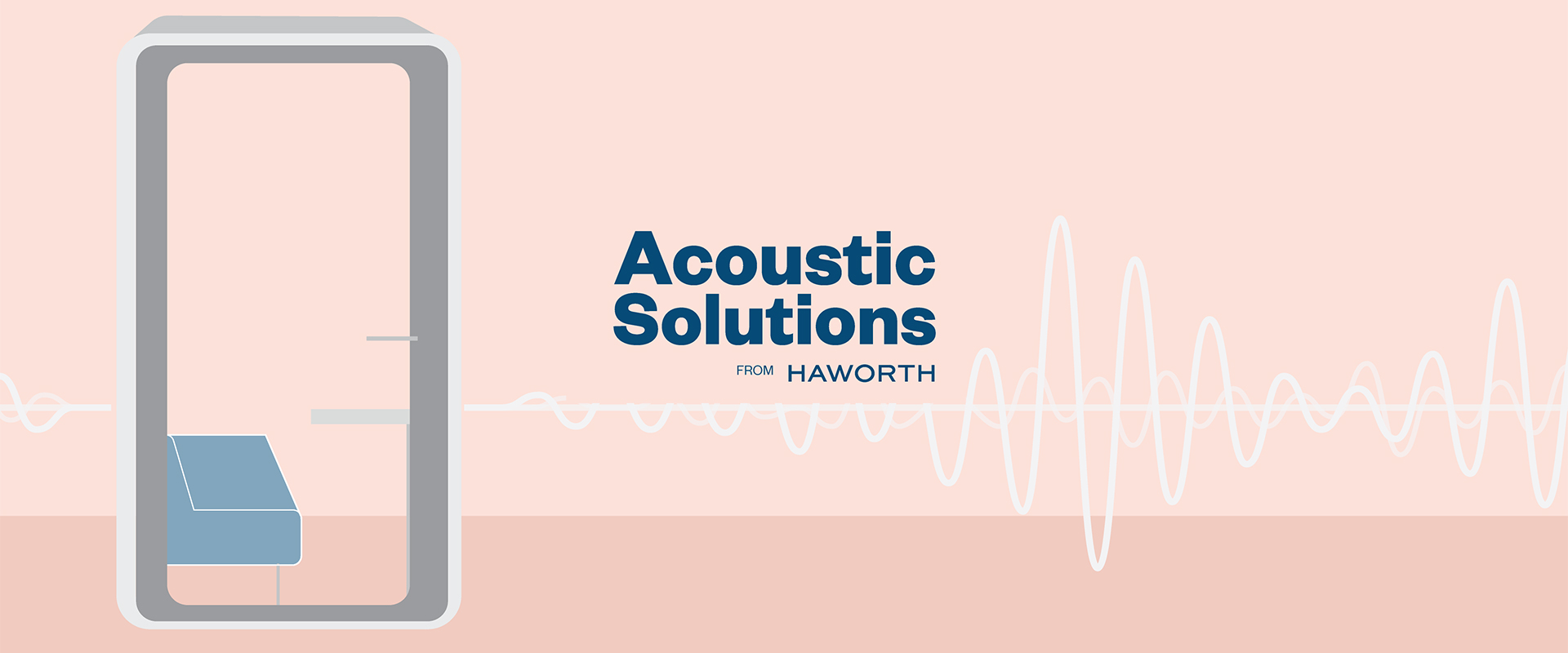 A graphic showing an acoustic booth and a sound wave