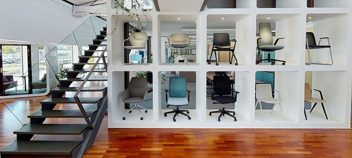 An array of chairs in the seating gallery. 