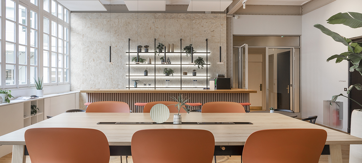 Cafeteria - view from sofa, Paris Showroom, France