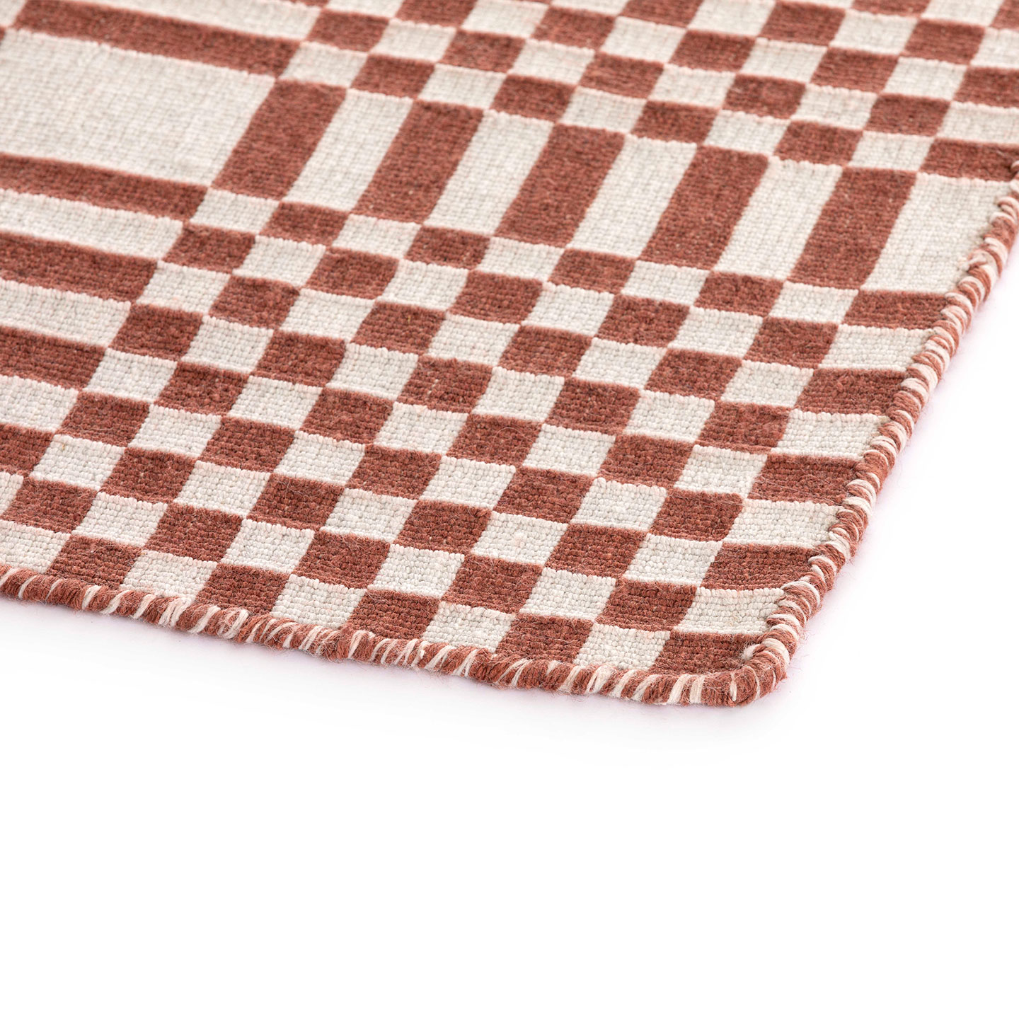 Haworth Patch Rug in red and white color with square pattern