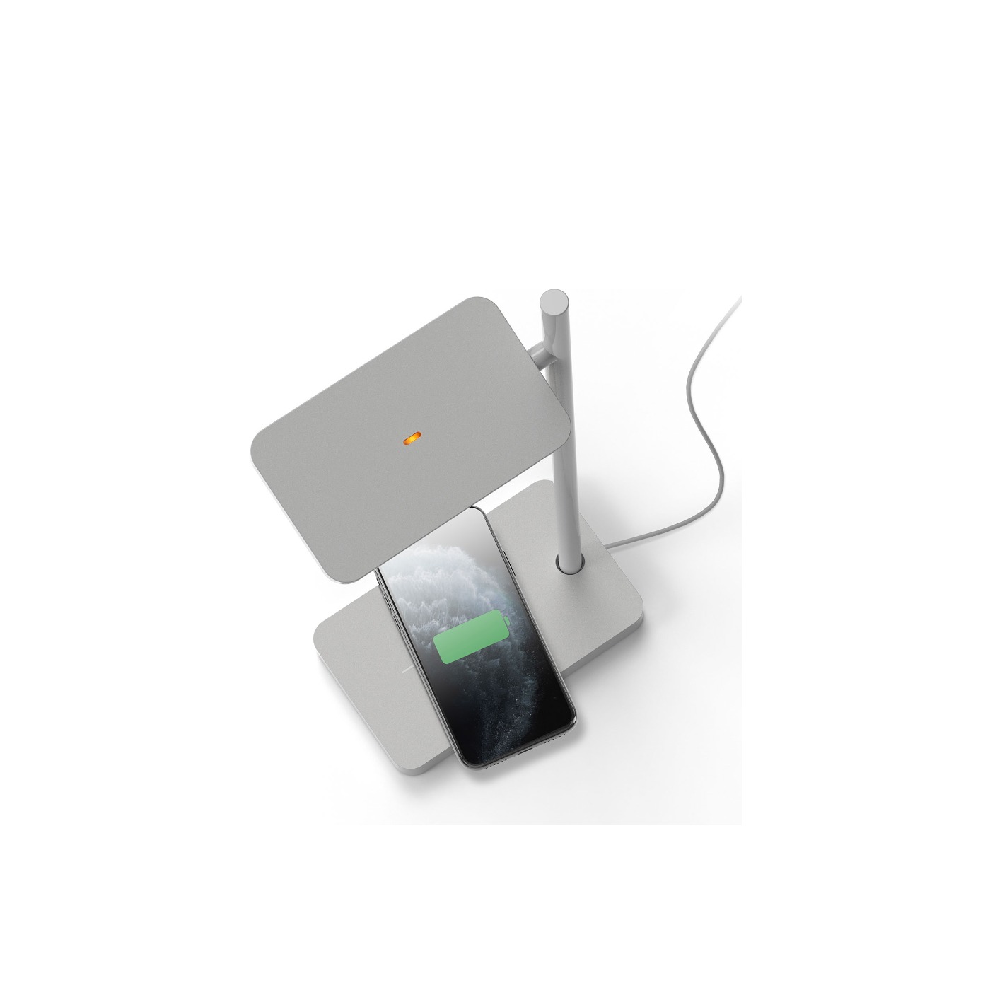 Haworth Talia Lighting by Pablo Designs in grey color with phone charging on it
