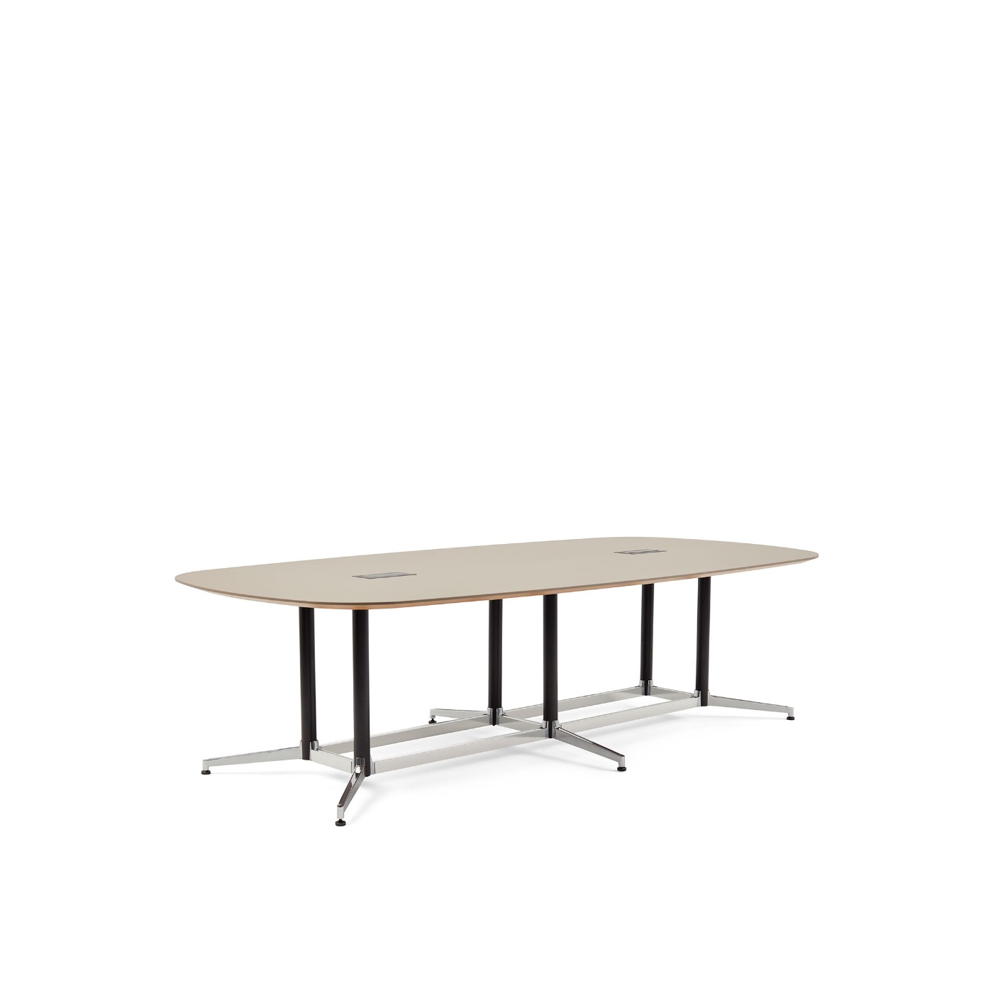 Haworth Jive Whitesweep table with long top and 6 legs with cord organizers 