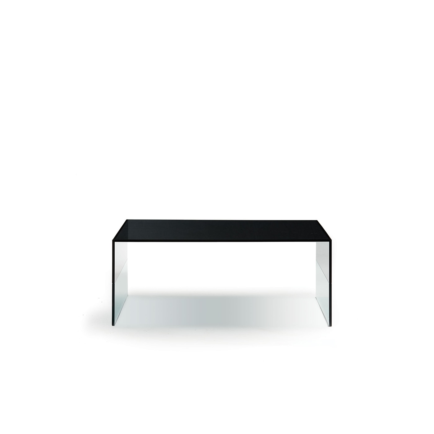 Haworth Smoke Table with square shape and smoked glass
