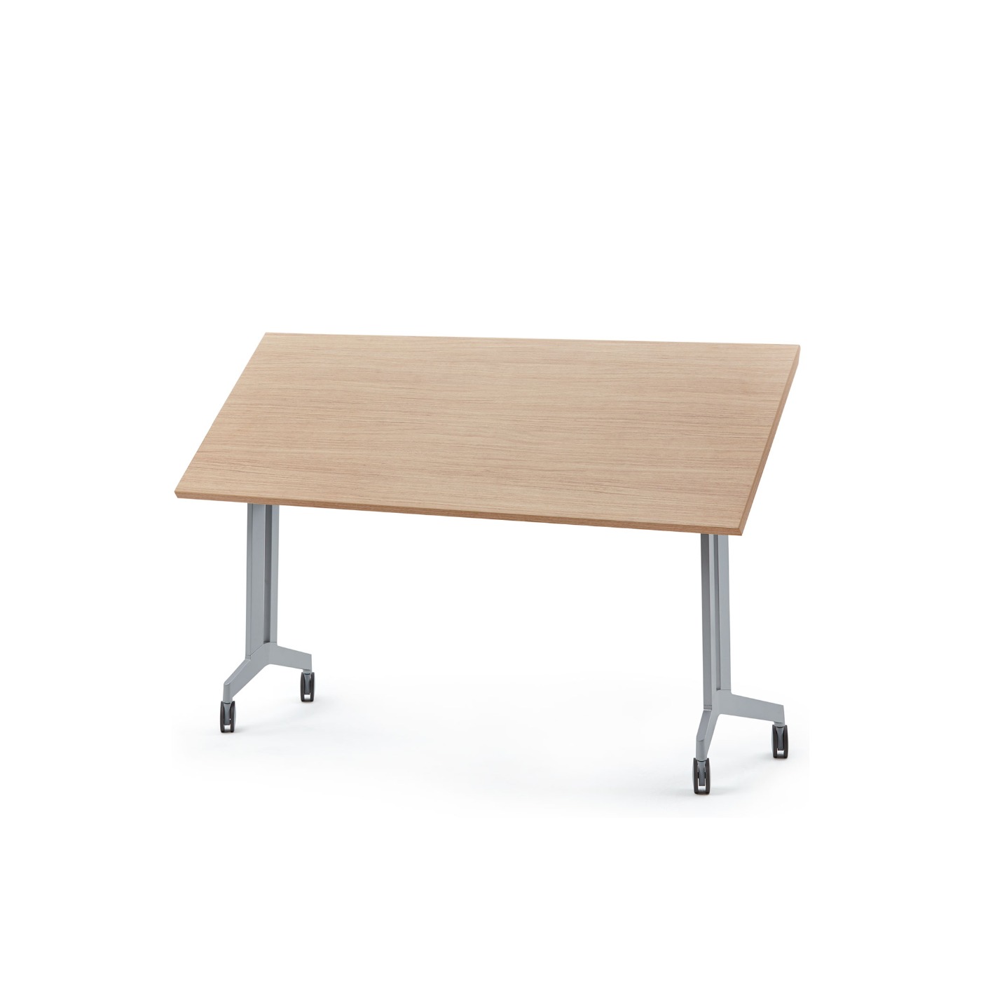 Haworth Planes Training Table with maple rectangular top and wheels on legs