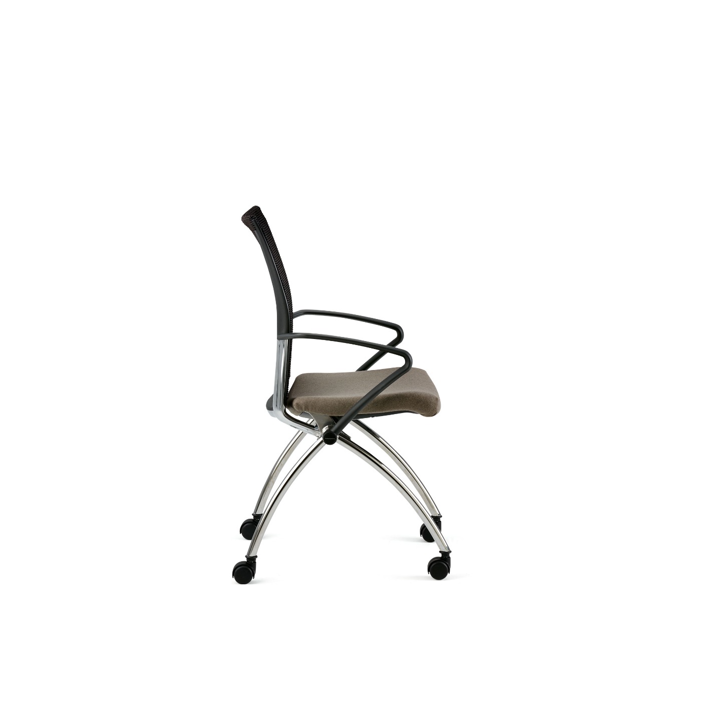 X99 Seminar with gray seat and black back whitesweep side view