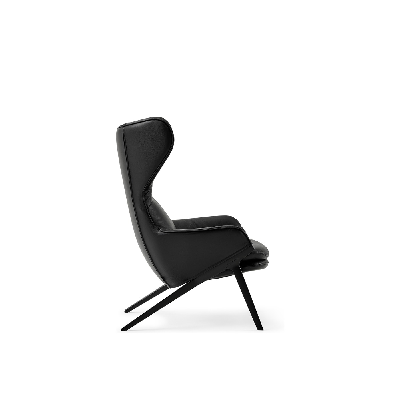 Detail side shot of the P22 lounge chair in Grafite