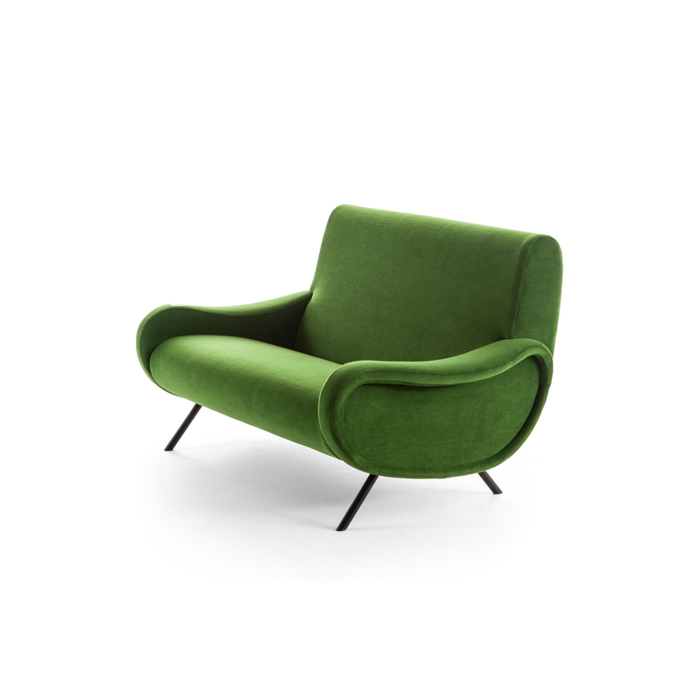 Haworth Lady lounge sofa in green suede upholstery angular view