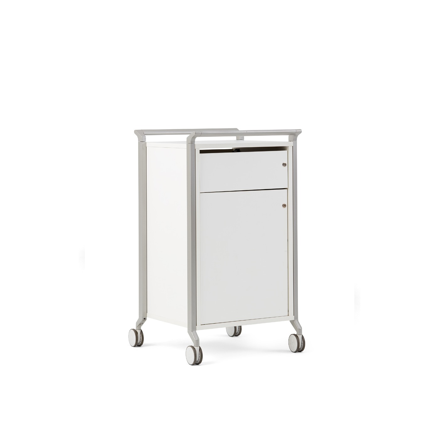 Haworth Planes Accessories cart in white with steel frame and wheels