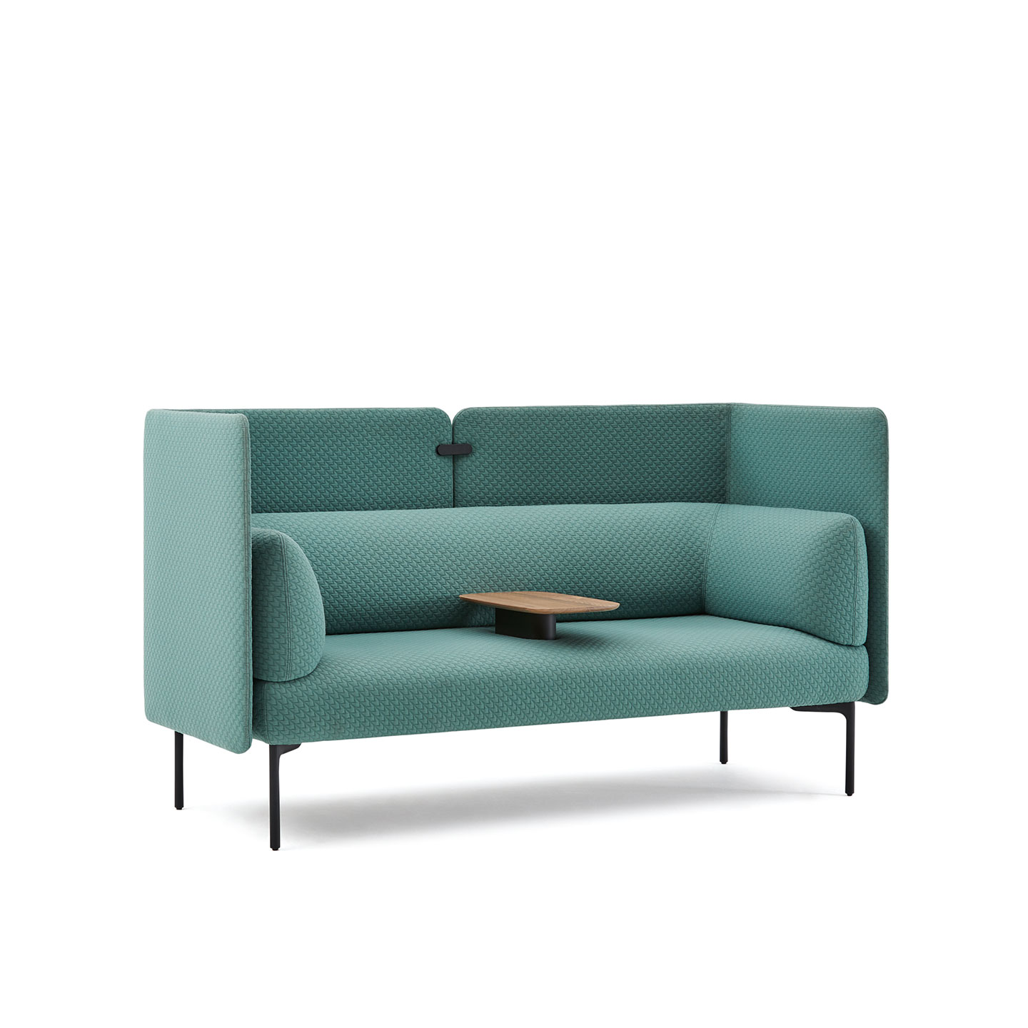 Haworth Cabana Lounge in blue with small table in middle and booth around it