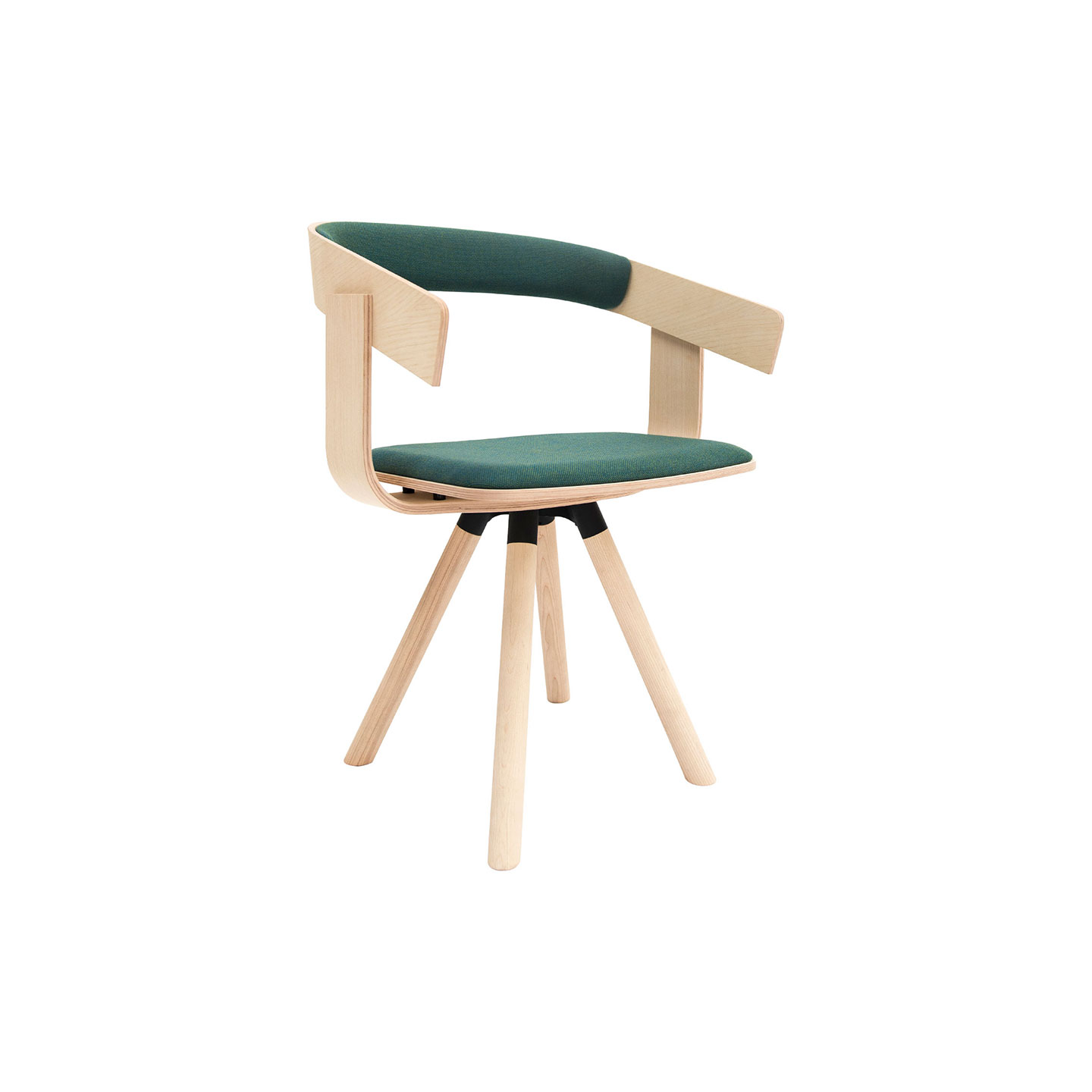 Haworth Buzzifloat chair with green seating and wooden body