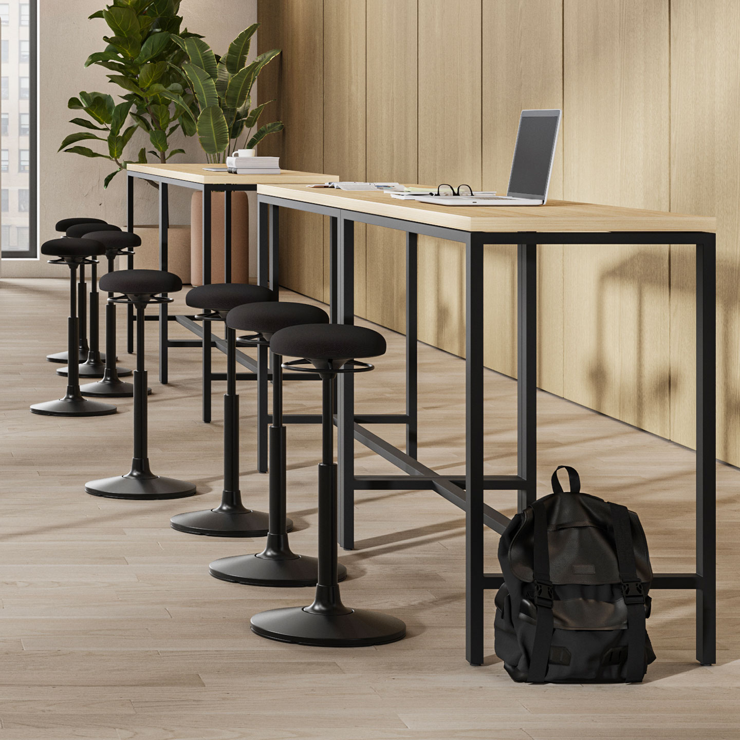 Comforto 1 stools at a standing height table
