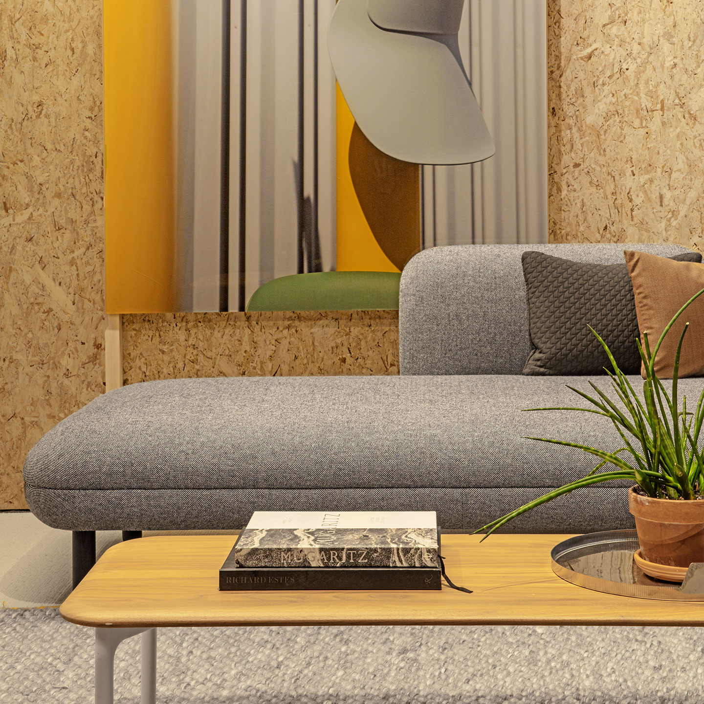 Haworth Hobo sofa in grey upholstery in a living room