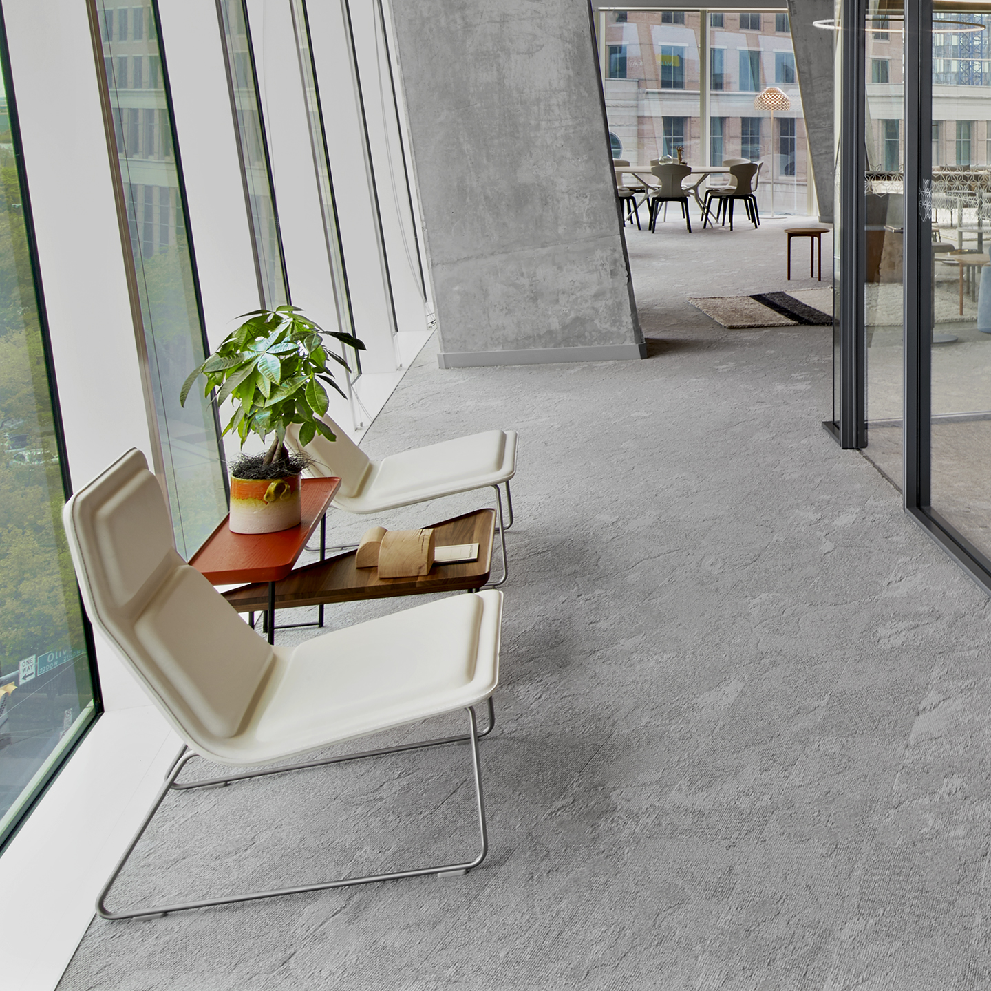 The Dallas showroom featuring Low Pad, Downtown executive chair and Ginger visitor chair.